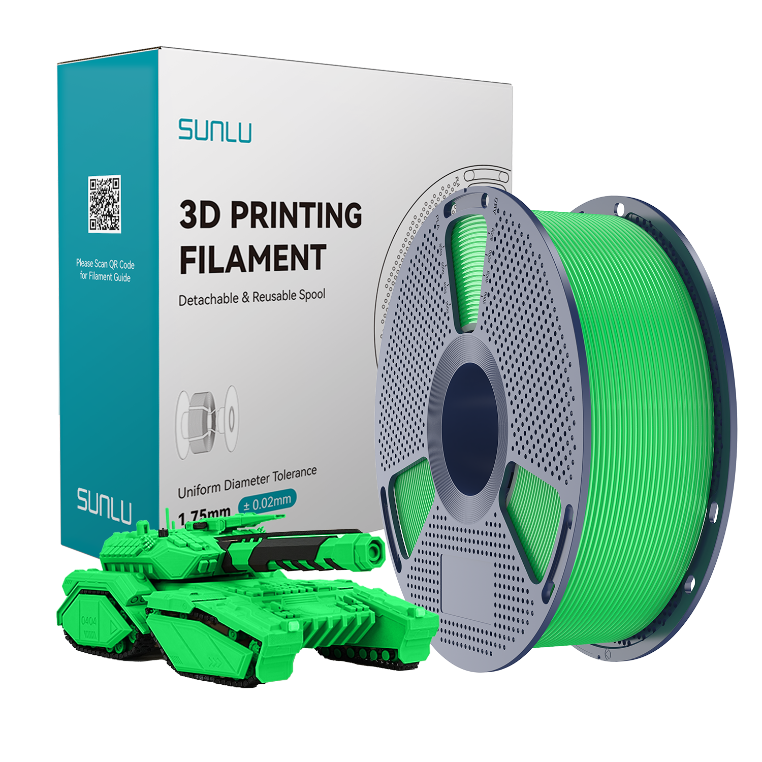 Filament SUNLU PLA Green Zielony 1kg 1,75mm