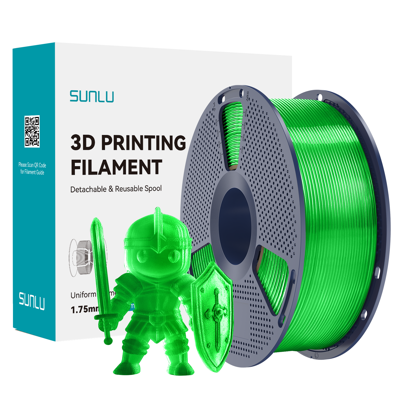 SUNLU PLA+ Transparent Green Zielony Transparentny – zdjęcie produktu