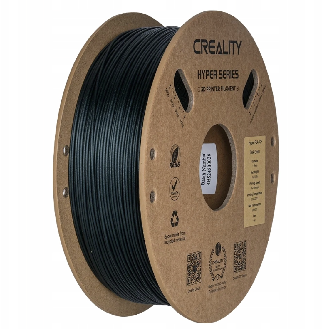 Filament Creality Hyper PLA-CF Dark Green 1,75 mm 1kg — ciemnozielony