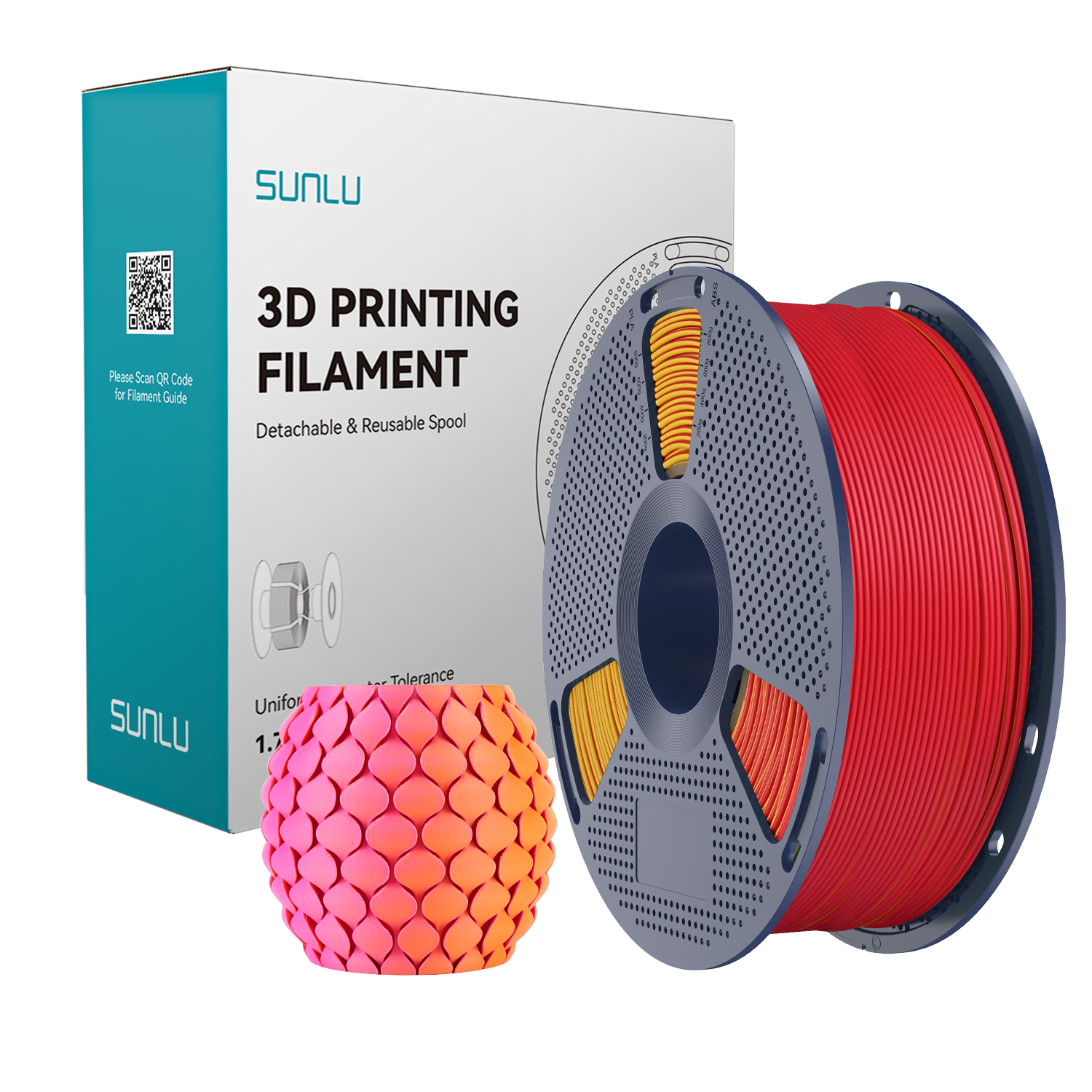 Filament SUNLU PLA Matte Dual-color Red Yellow Czerwony Żółty 1kg 1,75mm