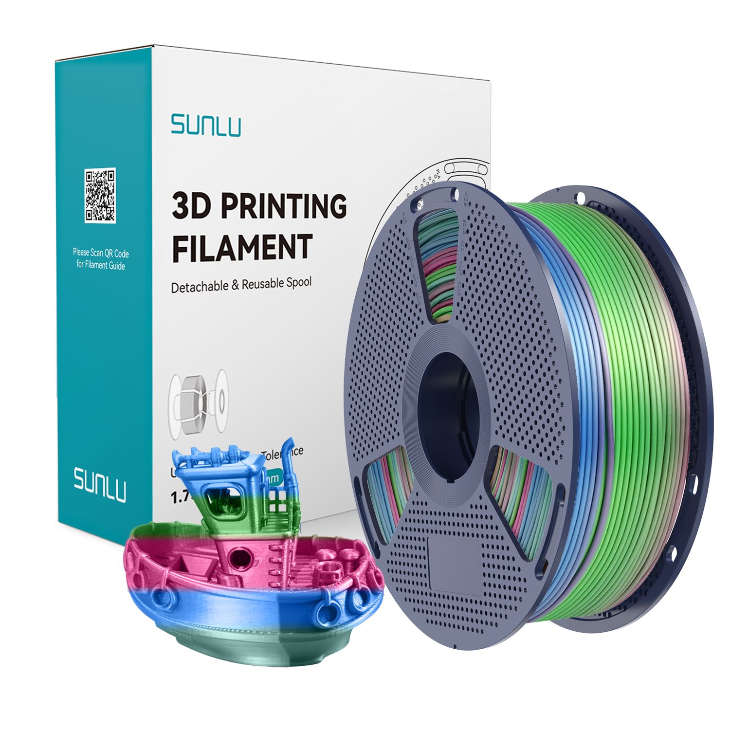 Filament SUNLU Silk PLA+ Rainbow 06 Tęcza 06 1kg 1,75mm