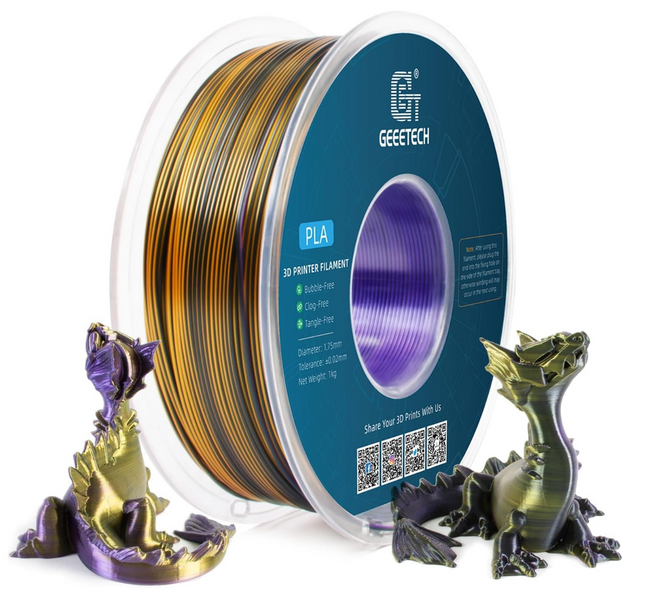 Filament Geeetech Silk Trójkolorowy Fioletowy Złoty Czarny PLA 1kg