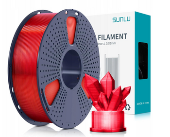 FILAMENT SUNLU TRANSPARENT RED TRANSPARENTNY CZERWONY PETG 1,75mm 1kg