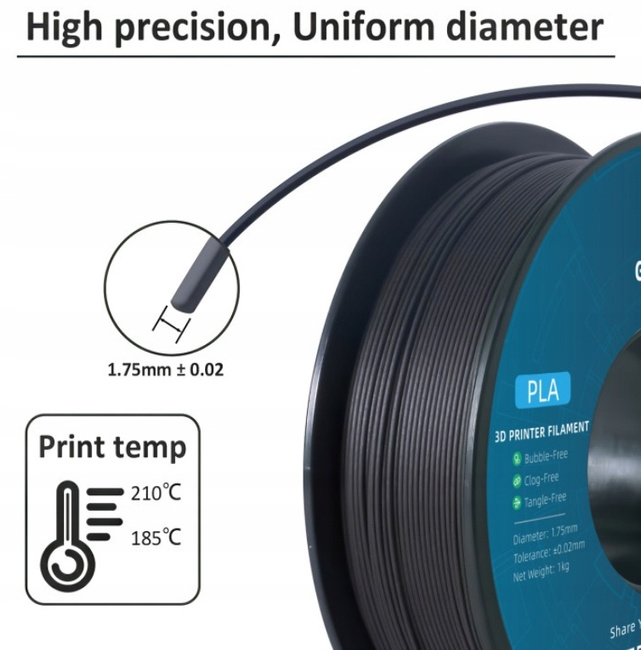 FILAMENT GEEETECH EBONY WOOD CZARNE DREWNO HEBAN PLA 1kg