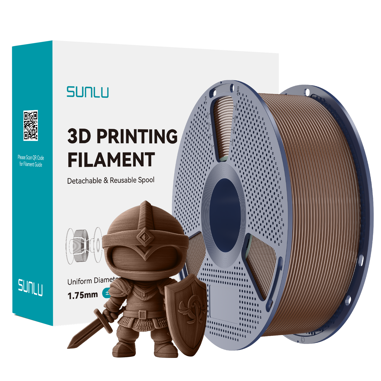 Filament SUNLU PLA+ Coffee Brown Brązowy Kawowy 1kg 1,75mm