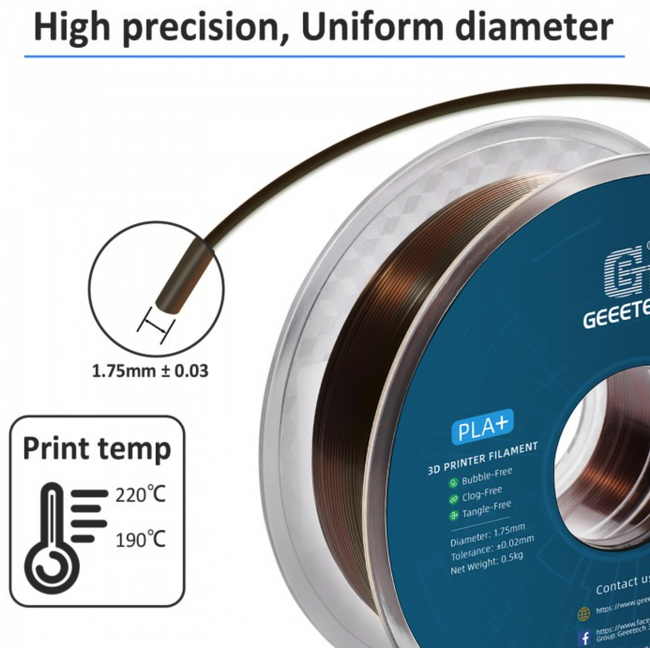 FILAMENT GEEETECH PLA SILK BRONZE RAINBOW TĘCZOWY BRĄZOWY  1,75mm 1KG