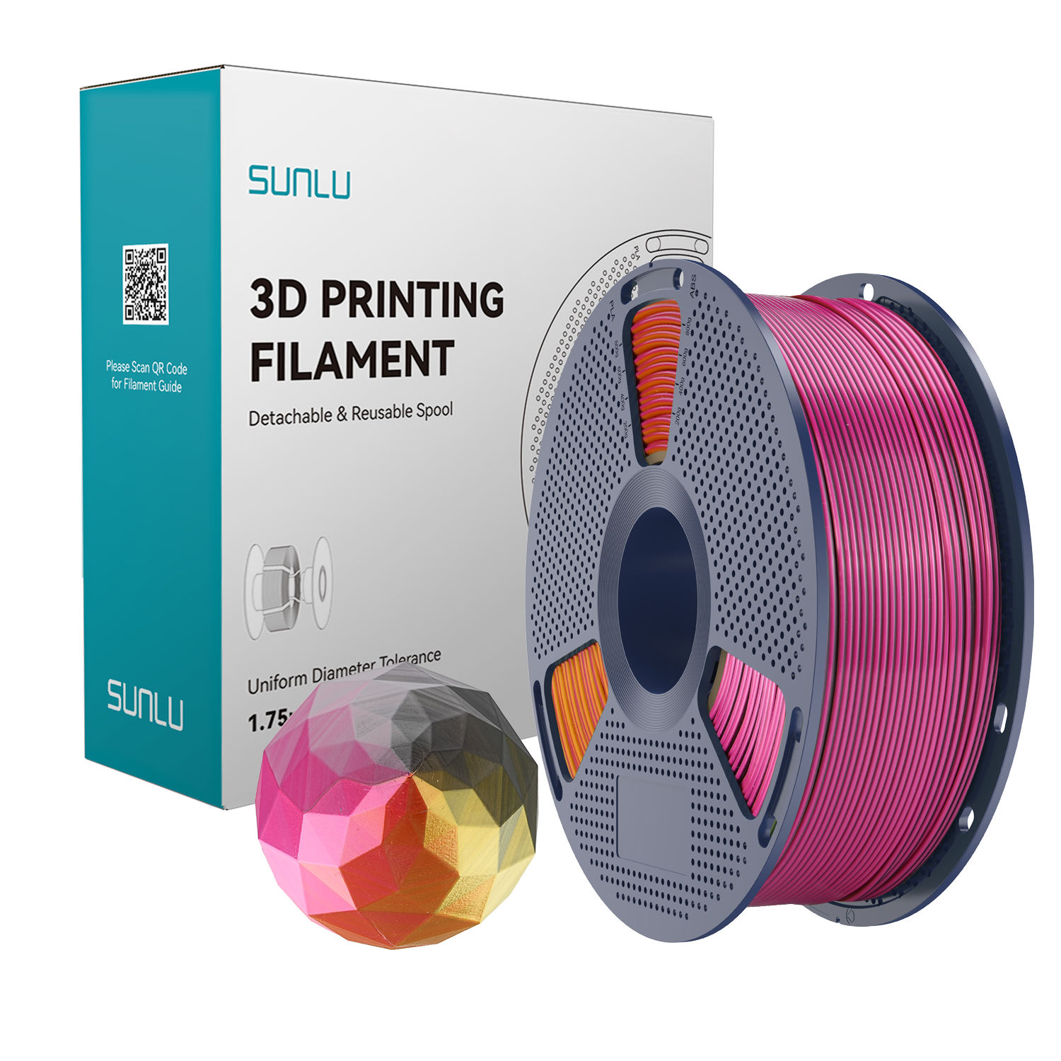 Filament SUNLU Silk PLA+ Four-color Black Grey Red Yellow 1kg 1,75mm