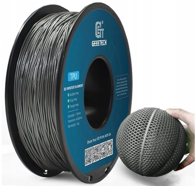 Filament Geeetech TPU Transparent Silver Srebrny Transparentny 1kg 1,75mm
