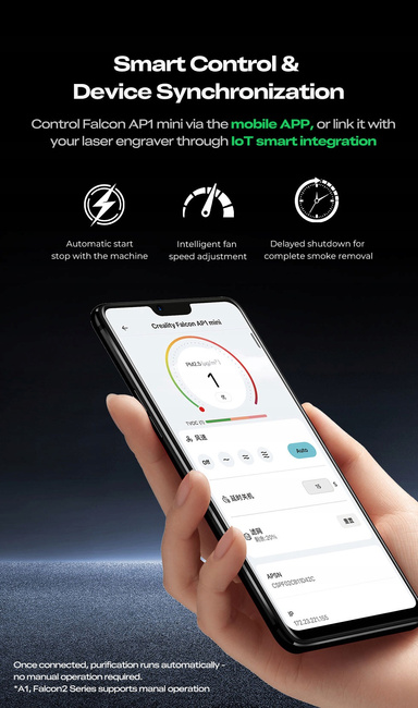 Creality Falcon AP1 Mini – sterowanie z aplikacji