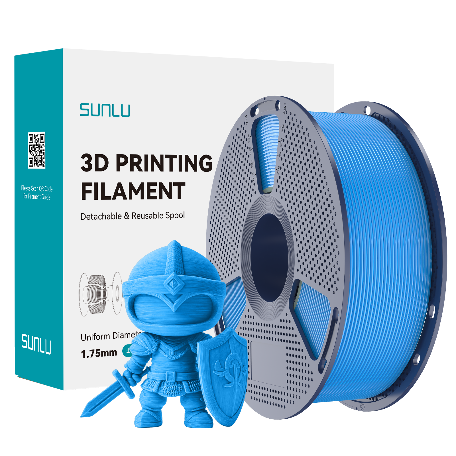 Filament SUNLU PLA+ Cyan Cyjan 1kg 1,75mm