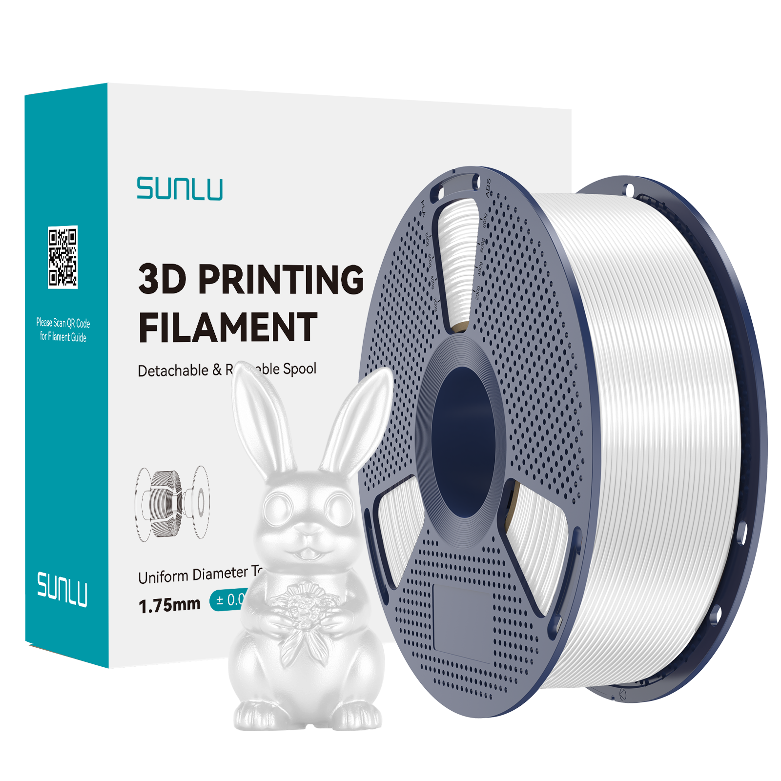 Filament SUNLU Silk PLA+ White Biały 1kg 1,75mm