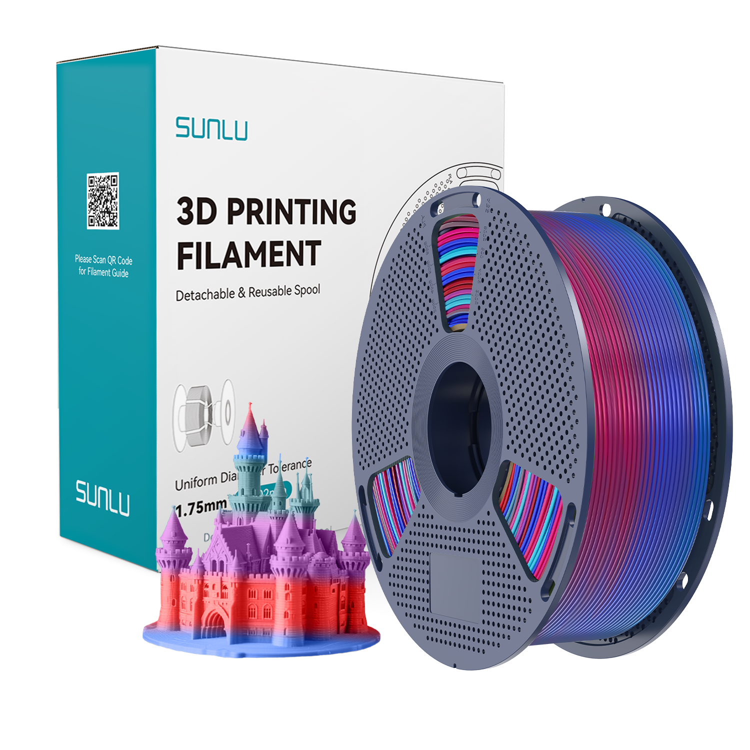 Filament SUNLU PLA Rainbow 02 Tęcza 02 1kg 1,75mm