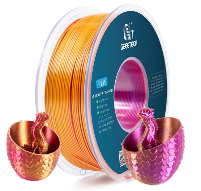 Filament Geeetech Silk Trójkolorowy Czerwony Złoty Fioletowy PLA 1kg