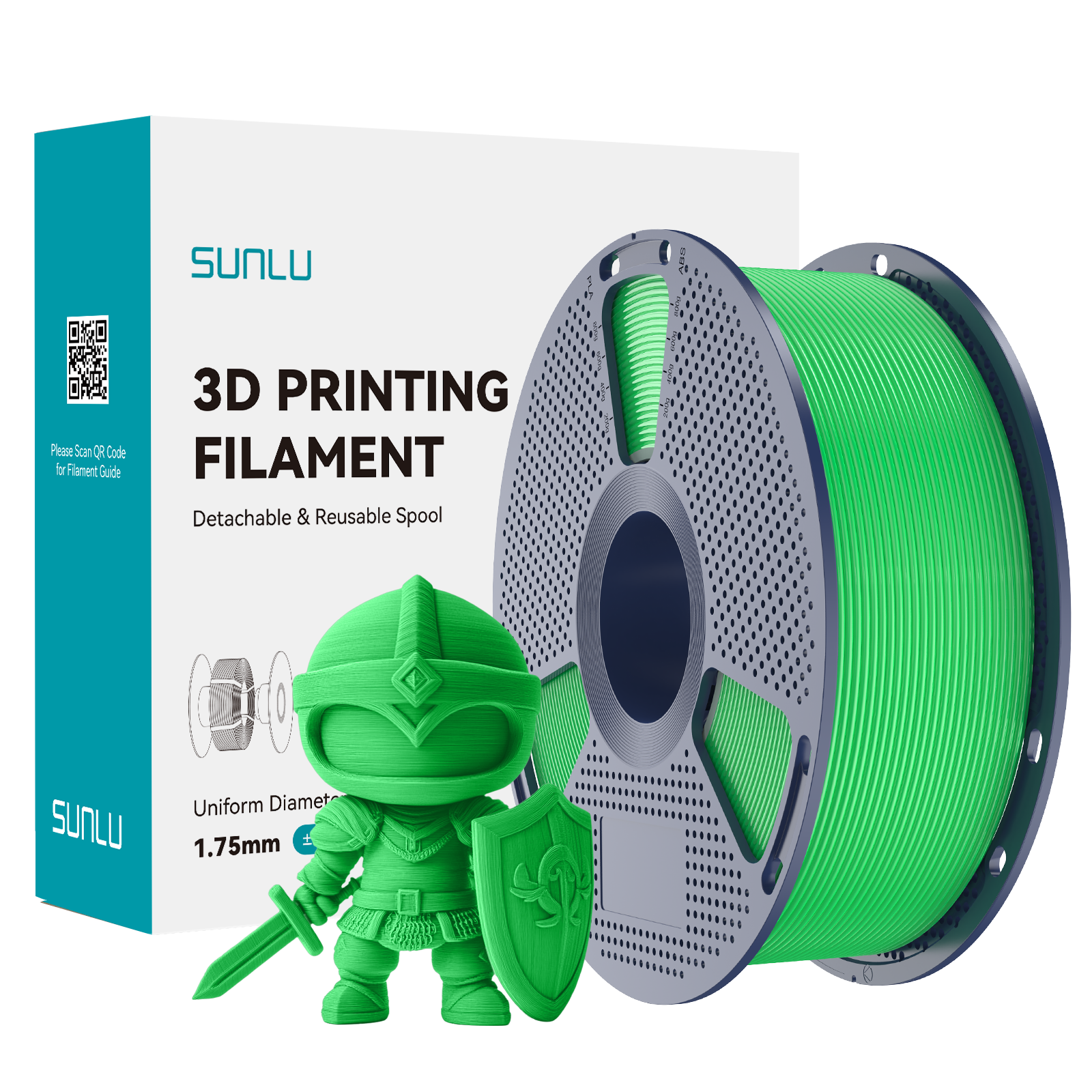 Filament SUNLU PLA+ Green Zielony 1kg 1,75mm