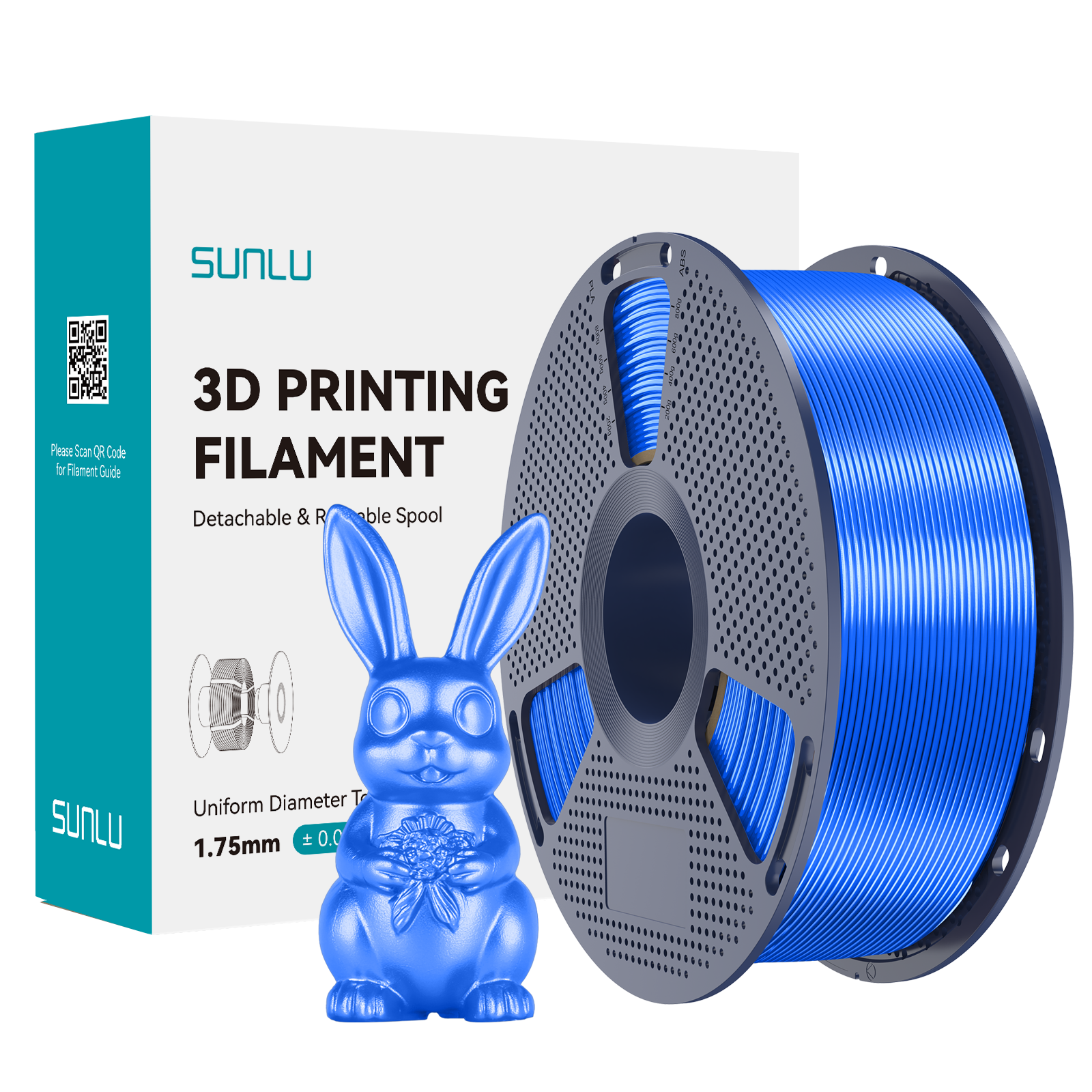 Filament SUNLU Silk PLA+ Blue Niebieski 1kg 1,75mm