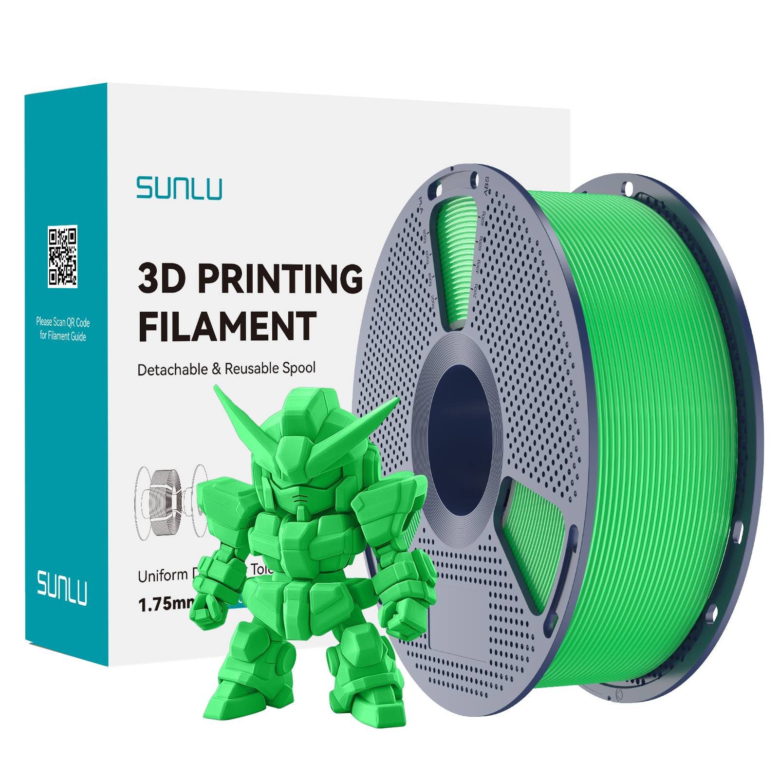 Filament SUNLU Pla+2.0 Green Zielony 1kg 1,75mm