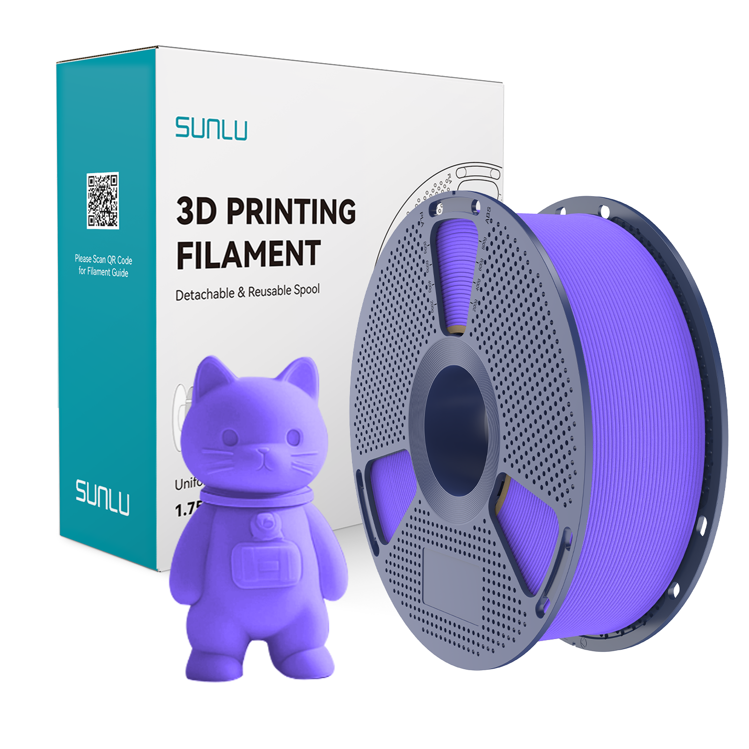 Filament SUNLU PLA Matte Lavender Purple Fioletowy Lawendowy 1kg 1,75mm