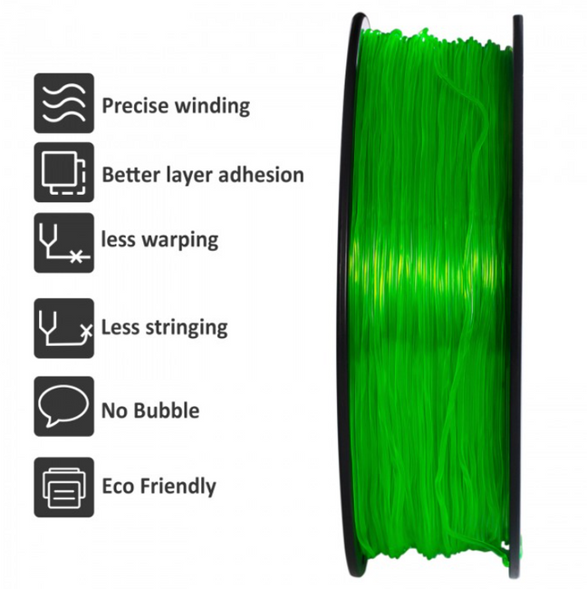 FILAMENT GEEETECH TPU GREEN TRANSPARENTNY ZIELONY 1,75mm 1KG