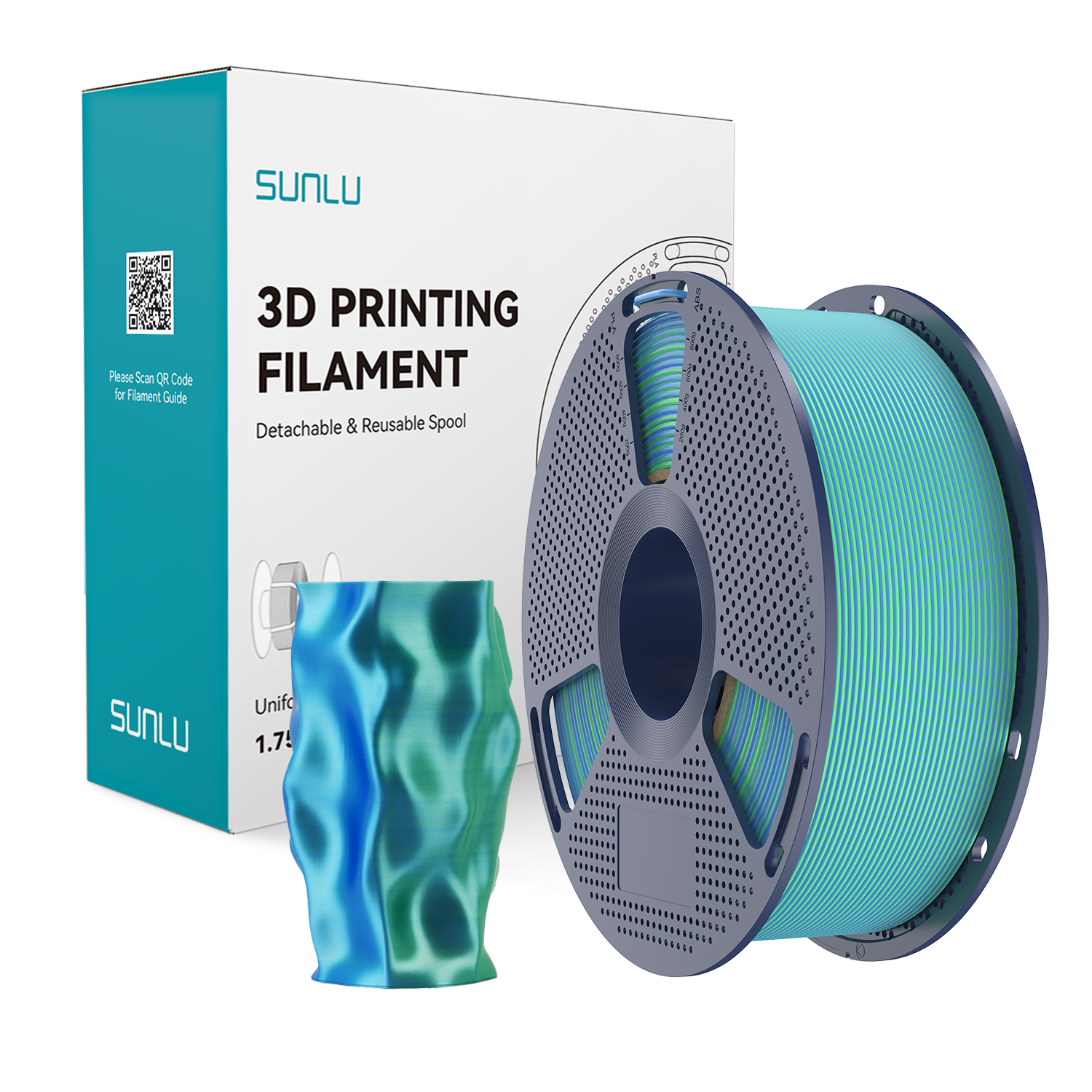 Filament SUNLU Silk PLA+ Dual-color Blue Green Niebieski Zielony 1kg 1,75mm