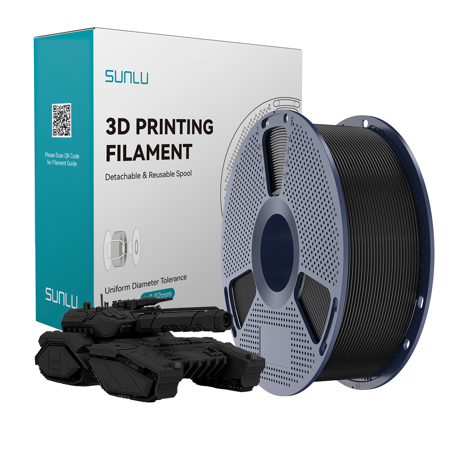Filament SUNLU PLA Black Czarny 1kg 1,75mm