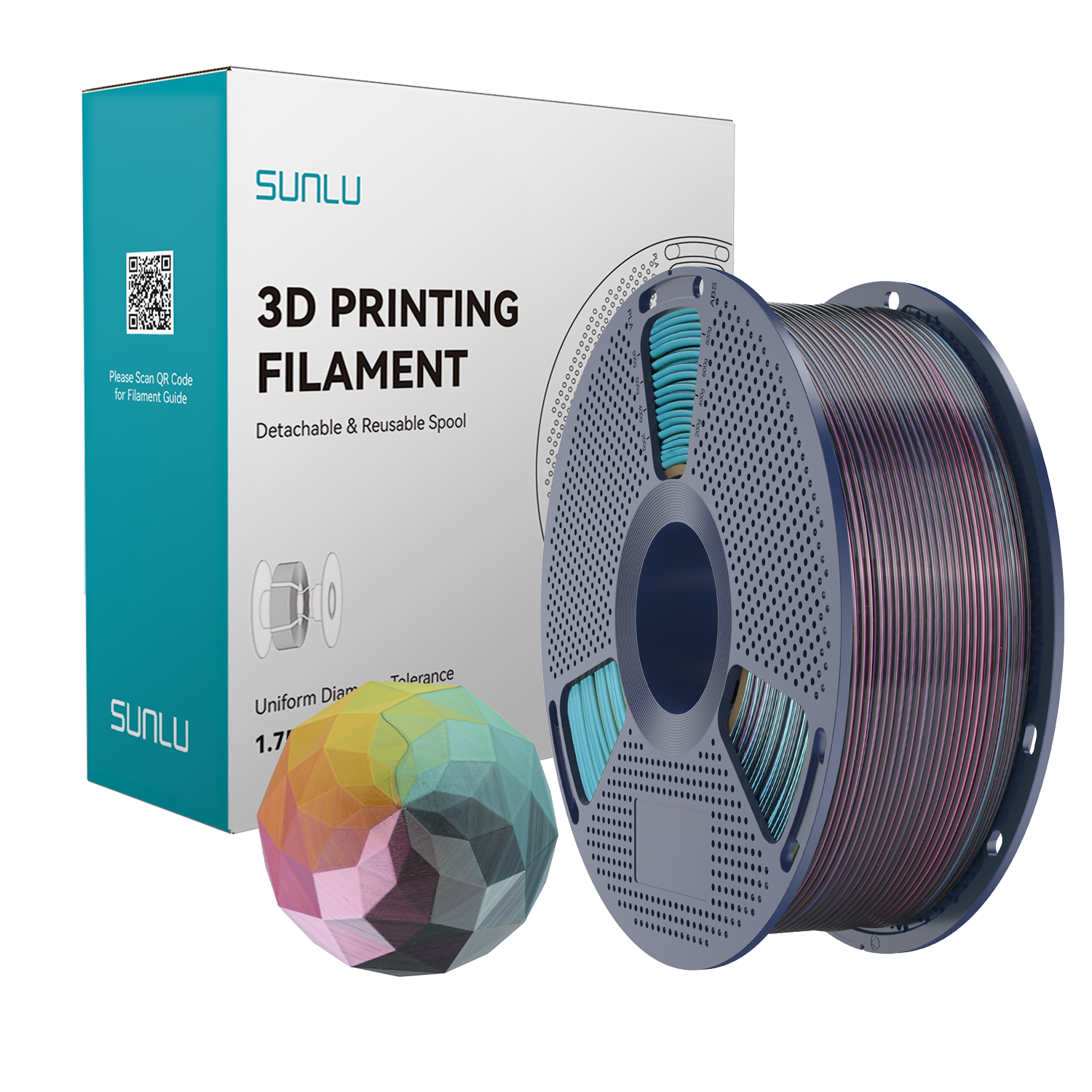 Filament SUNLU Silk PLA+ Four-color Red Yellow Green Black 1kg 1,75mm