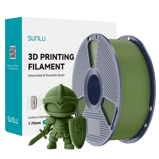 Filament SUNLU PLA+ Olive Green Zielony Oliwkowy 1kg 1,75mm