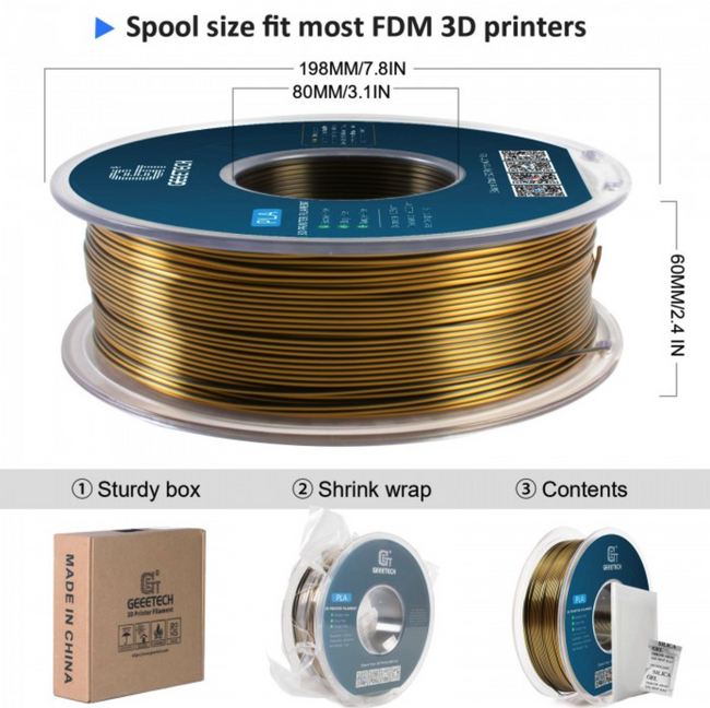 FILAMENT GEEETECH PLA DUAL GOLD BLACK ZŁOTO-CZARNY  1,75mm 1KG