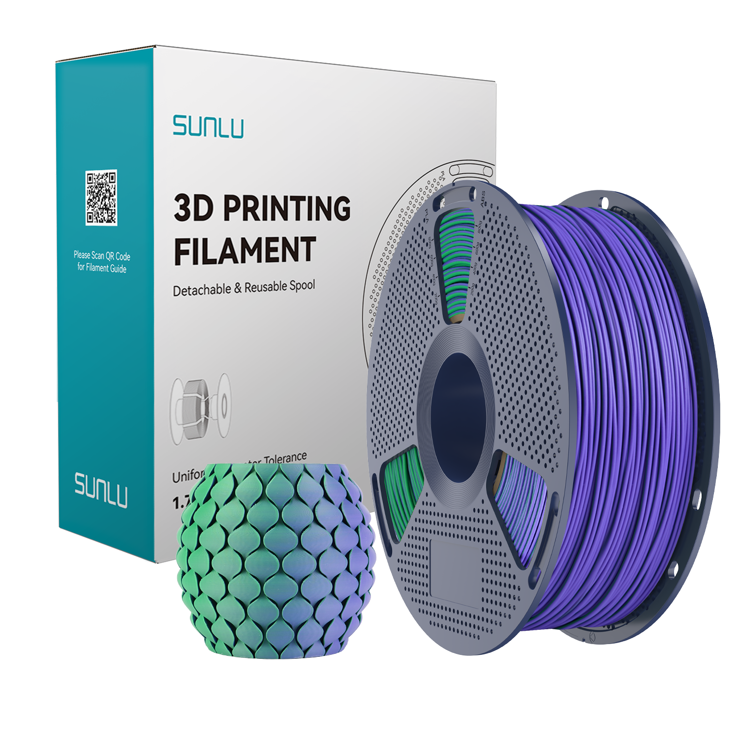 Filament SUNLU PLA Matte Dual-color Green Purple Zielony Fioletowy 1kg 1,75mm