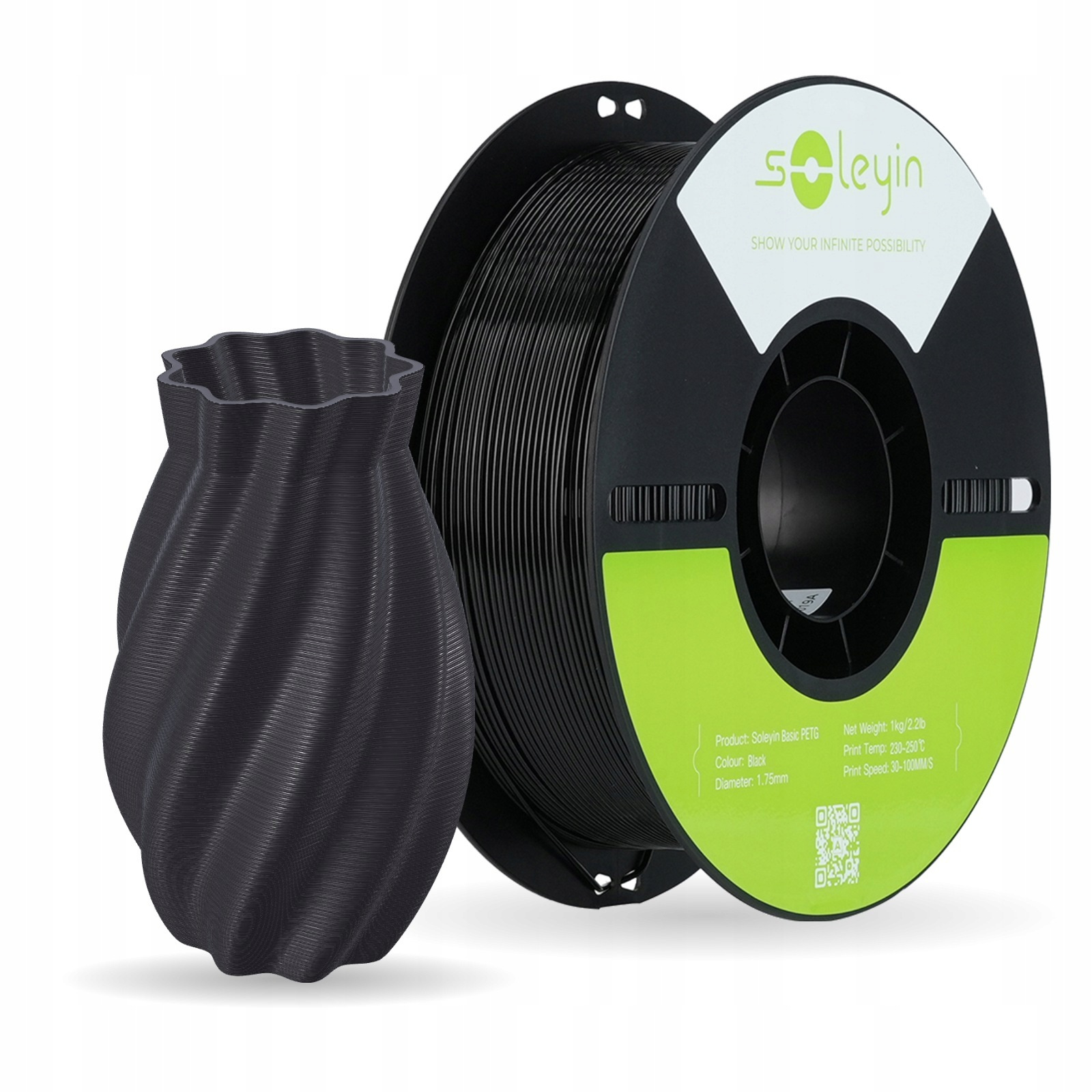 Filament Creality Soleyin Basic PETG 1,75mm 1kg Czarny Black