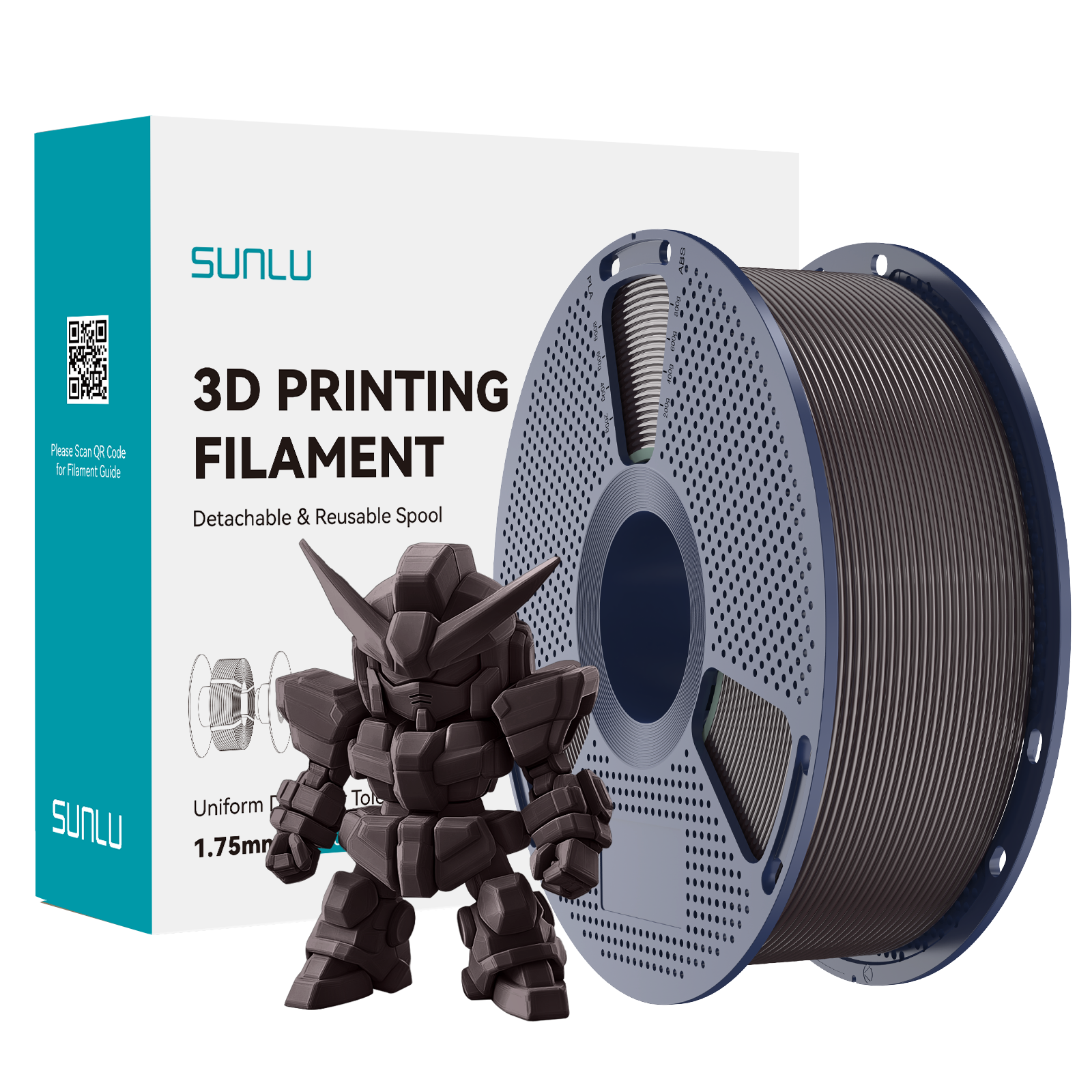 Filament SUNLU Pla+2.0 Roasted Chestnut Brązowy Kasztanowy 1kg 1,75mm