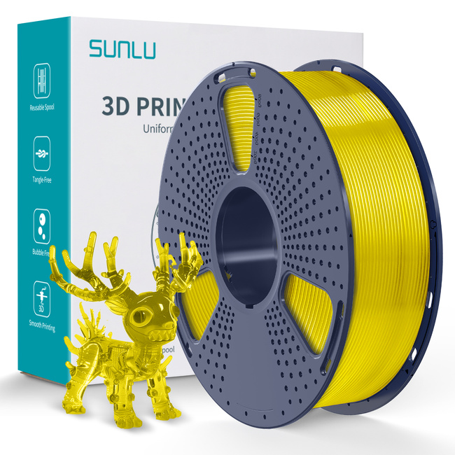 FILAMENT SUNLU TRANSPARENT YELLOW TRANSPARENTNY ŻÓŁTY PLA+ 1,75mm 1kg