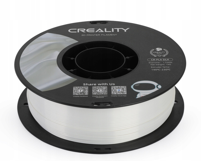 ORYGINALNY FILAMENT CR-PLA SILK CREALITY BIAŁY WHITE 1KG 1,75mm