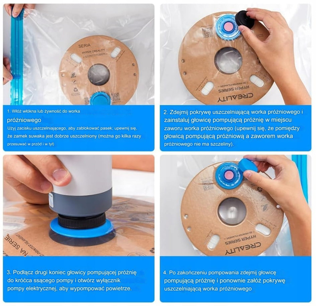 CREALITY ZESTAW WORKI PRÓŻNIOWE NA FILAMENT 8 szt + AUTOMATYCZNA POMPKA