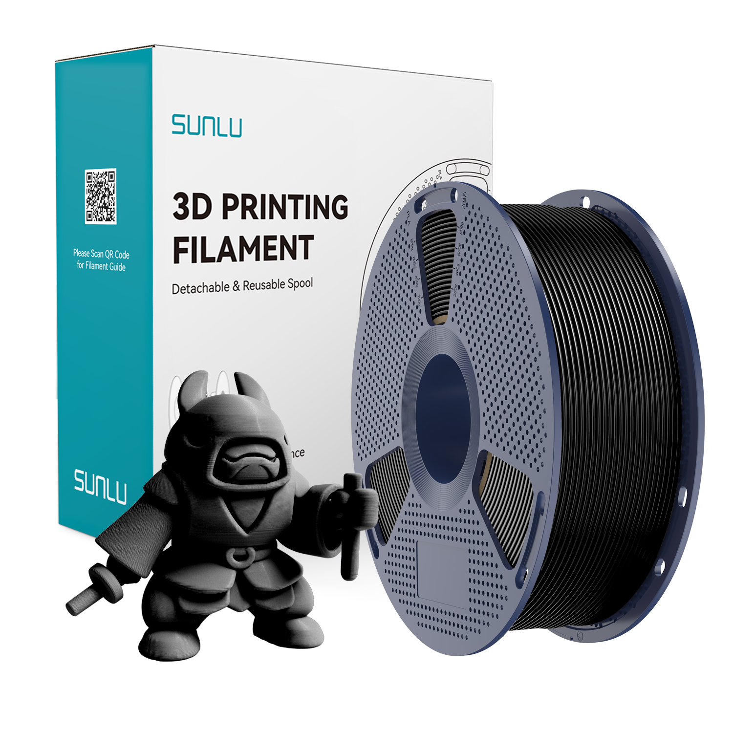 Filament SUNLU PLA Meta Black Czarny 1kg 1,75mm