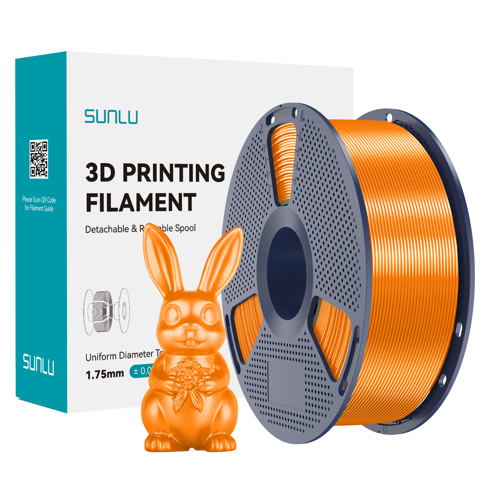 Filament SUNLU Silk PLA+ Orange Pomarańczowy 1kg 1,75mm