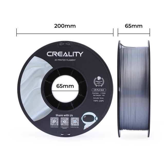 Filament Creality CR-PLA Silk Silver Srebrny 1kg 1,75mm