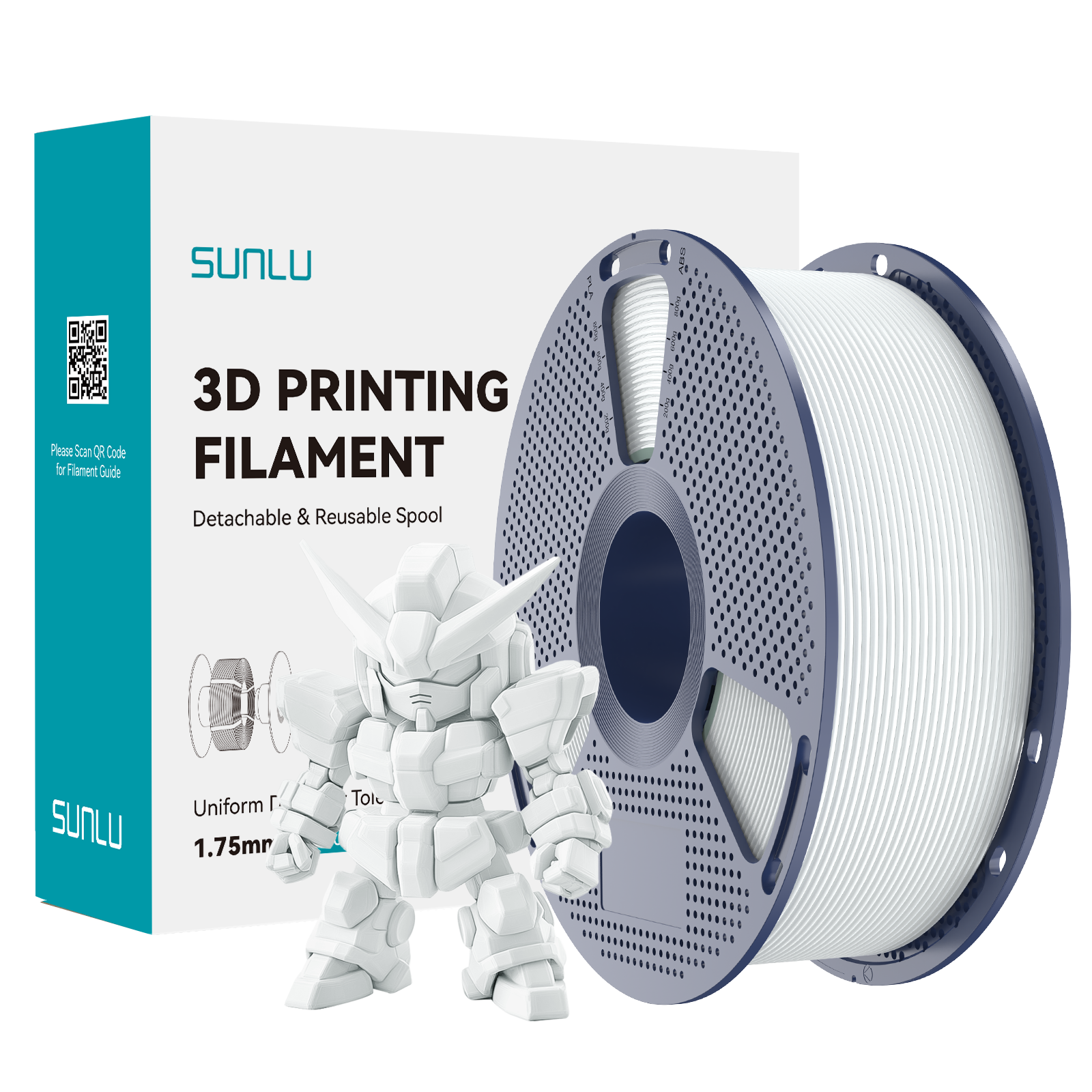 Filament SUNLU Pla+2.0 Ceramic Biały Ceramiczny 1kg 1,75mm
