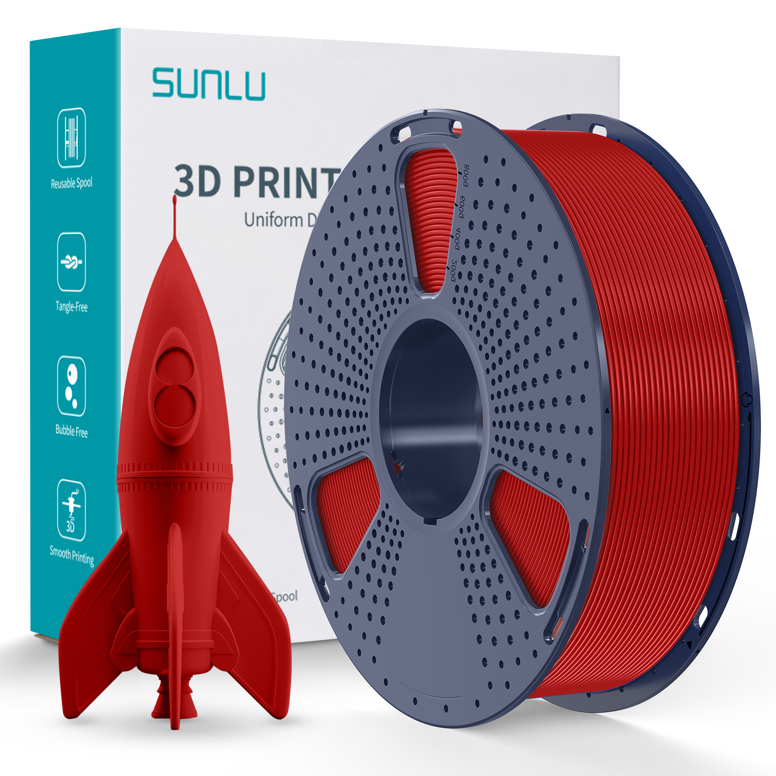 Filament SUNLU High Speed PLA Red Czerwony 1kg 1,75mm