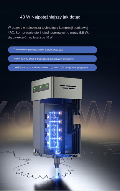 NOWOŚĆ 2024 POTĘŻNY LASER CREALITY FALCON 2 40W + LASER 1.6W 23% PL