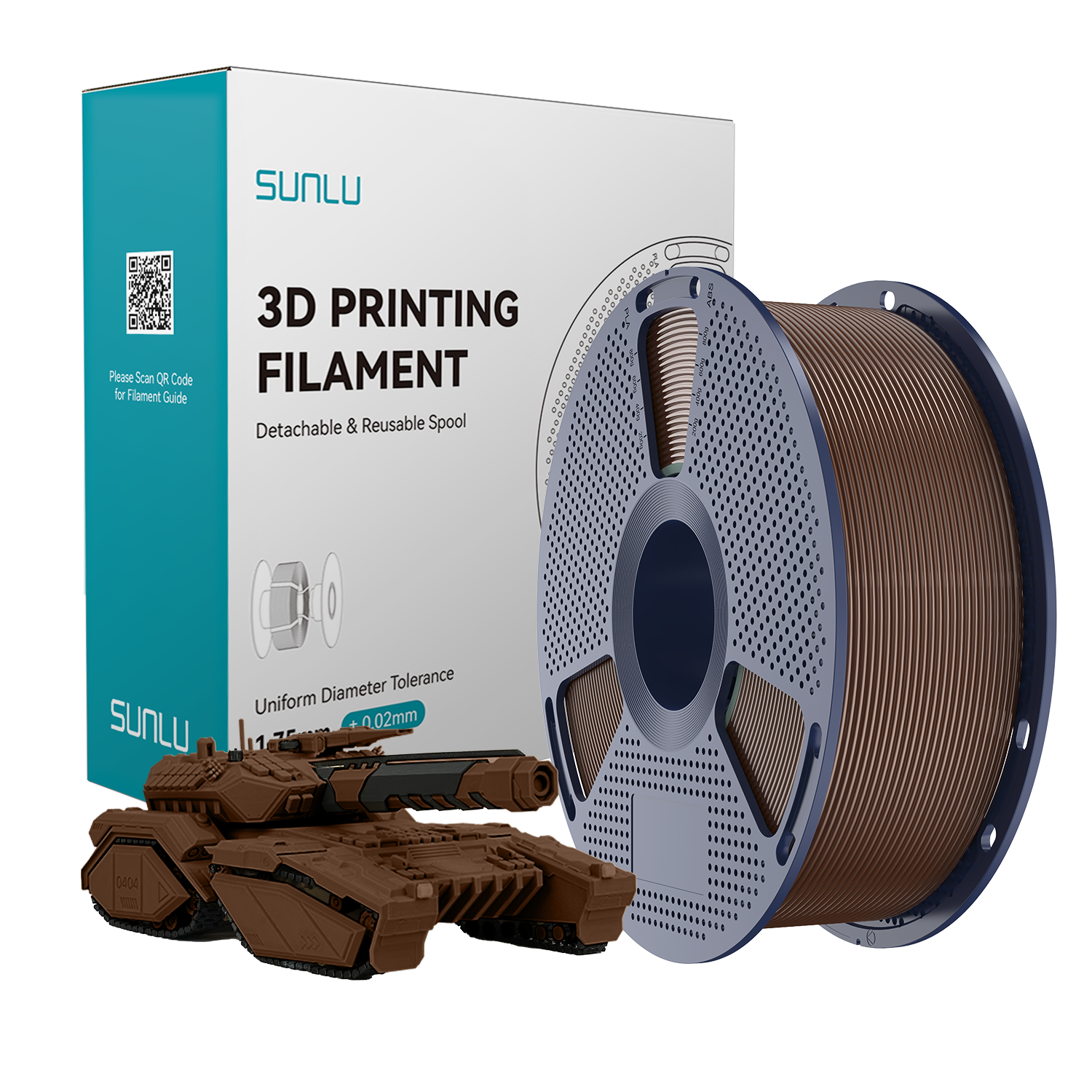 Filament SUNLU PLA Coffee Brown Brązowy Kawowy 1kg 1,75mm