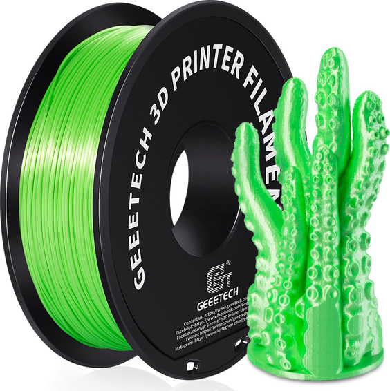 Filament Geeetech Silk PLA Green 1.75mm 1kg - zielony, jedwabisty połysk