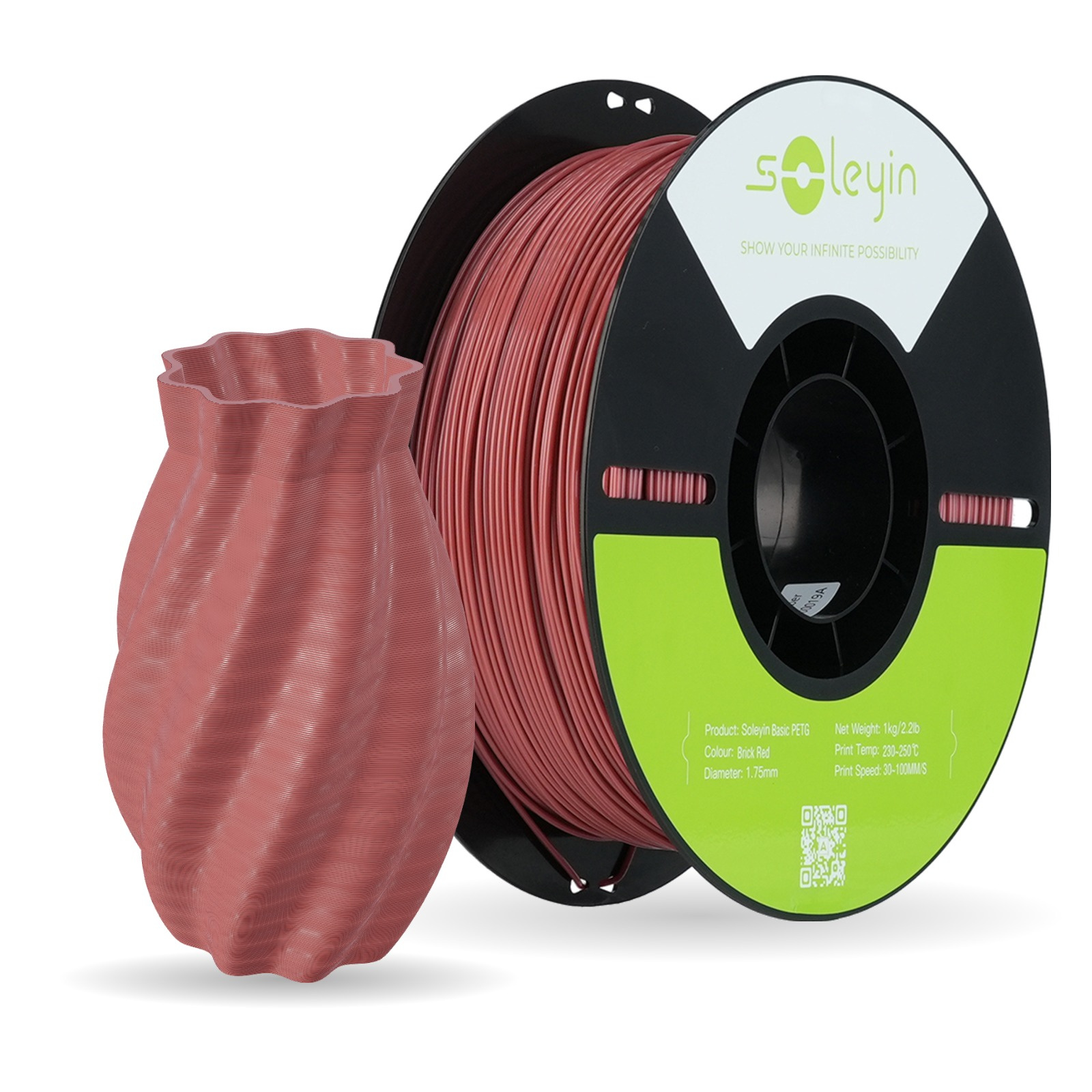 Filament Creality Soleyin Basic PETG 1,75mm 1kg Ceglasty Brick Red