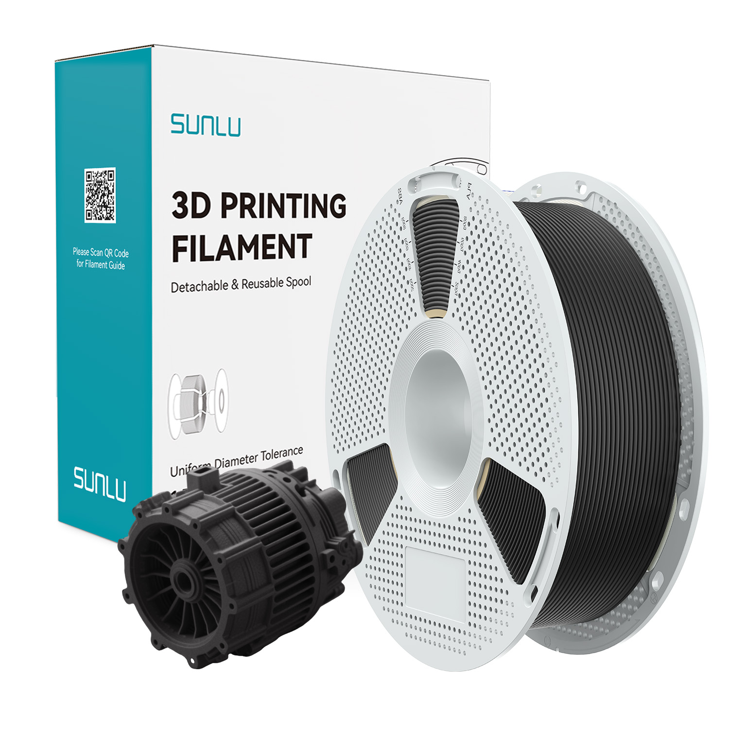Filament SUNLU PA6-GF Black Czarny NYLON-6 Z Włóknem Szklanym 1kg 1,75mm