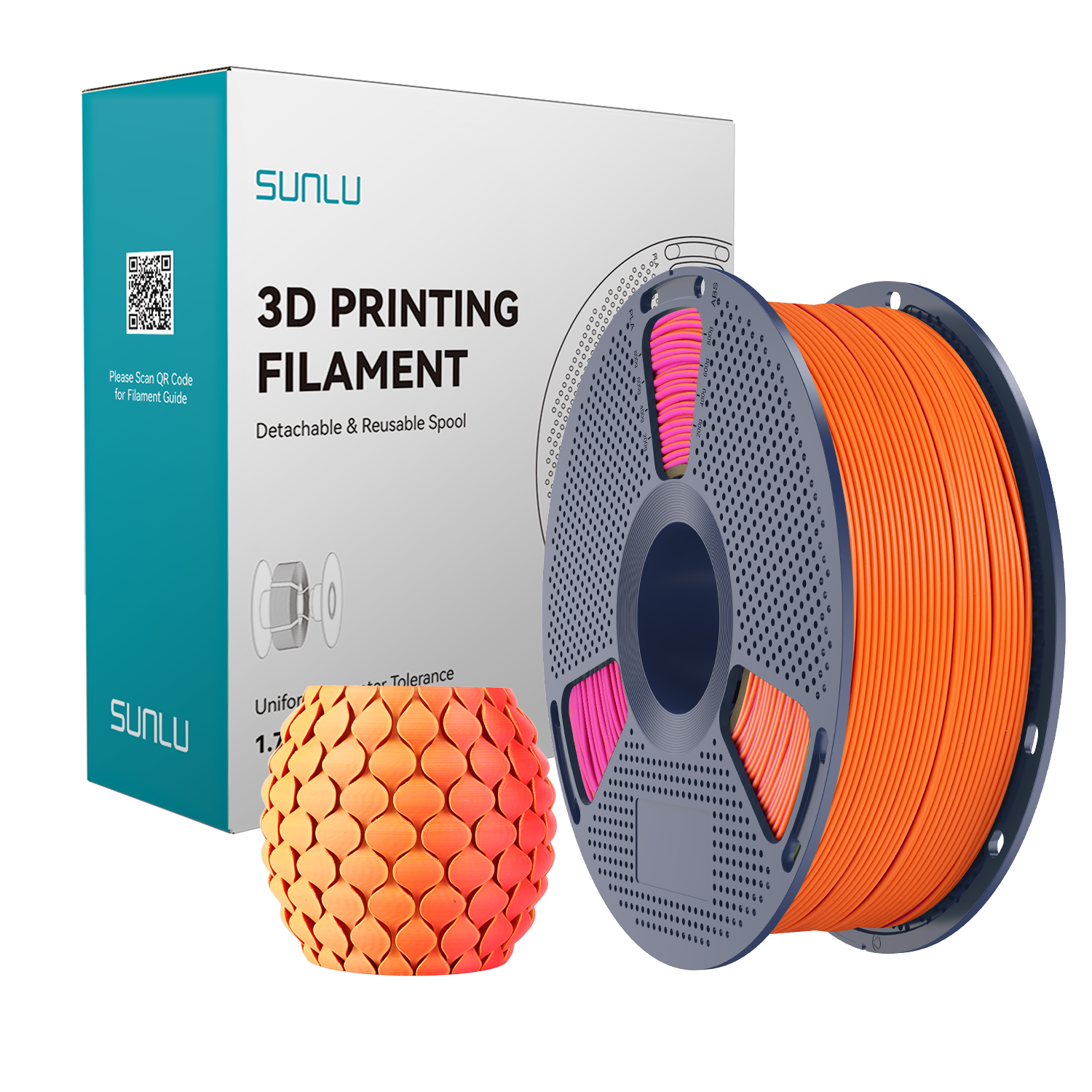 Filament SUNLU PLA Matte Dual-color Orange Red Pomarańczowy Czerwony 1kg 1,75mm
